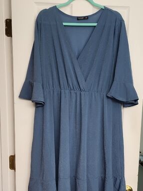 SHEIN Curve dress in size 3XL Dusty Blue Shimmer Color